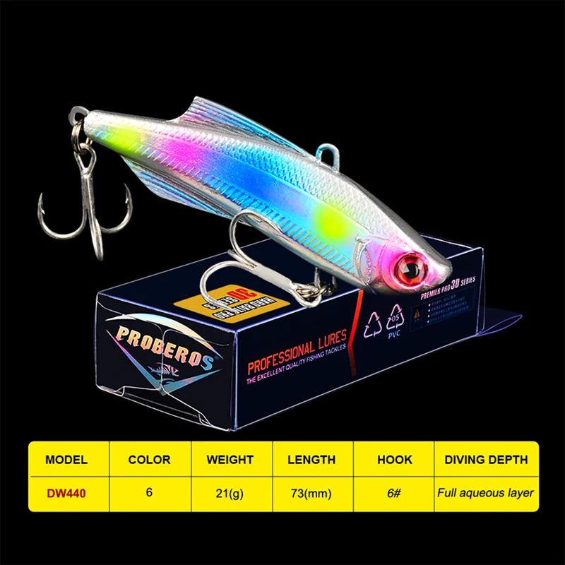 

1PC Pencil VIB Fishing Lure 7.3 20.5g Sinking Bass Bait Vibra Rattlin 6# BKB Hook Artificial Hard Bait Trout Tackle