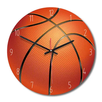 

Home Decorative Wall Clock Sport Style Wooden Wall Clock Living Room Bedroom Kids Room Clock Basketball