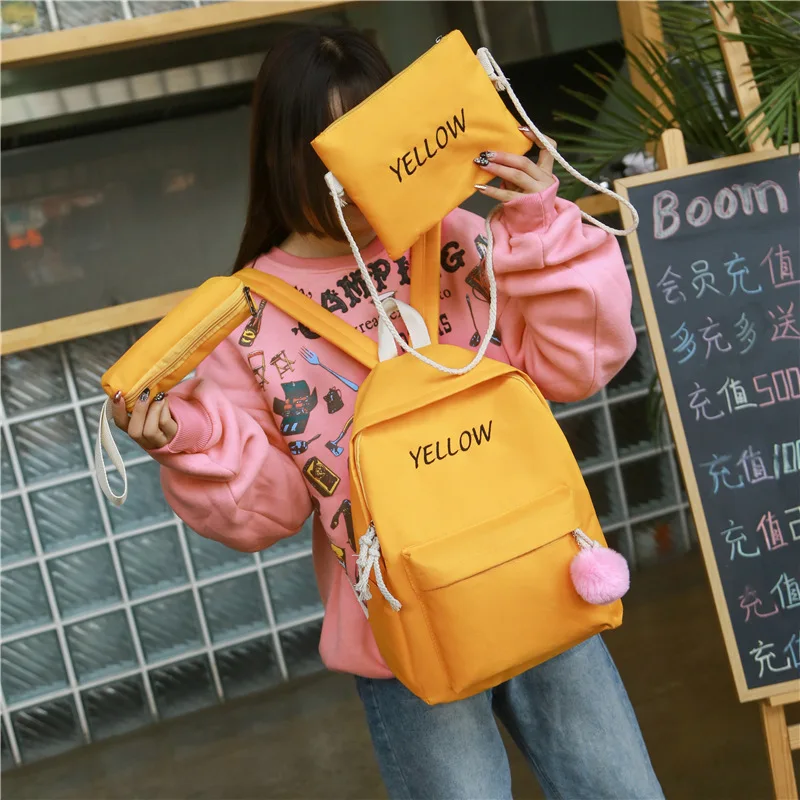 

Primary School STUDENT'S School Bag Women's Korean-style Canvas Campus Simple Versatile College Style High School STUDENT'S Back