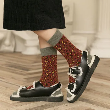 

Thick Socks woman Fashion Leopard Women's Socks Cotton Trend Comfortable SocksWinter New Casual Deodorant Breathable Socks Women