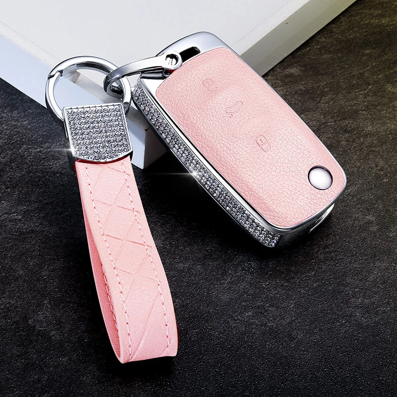 

Fine Leather Car Key Case Cover Fob Bag Suitable For Volkswage for VW Polo 6R Passat B5 3B3 Golf VI 6 MK6 Jetta IV 162 Tiguan 5N
