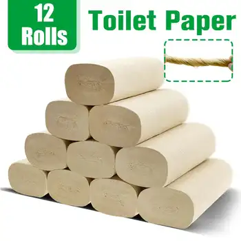 

Bath Paper Home Bath Toilet Roll Paper 12 Rolls/pack White Thicken Tissue Leaves Toilet Paper Fast Delivery Home Accessories