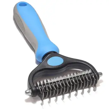 

Comb Tool for Dogs Cats Pet Grooming Undercoat Rake with Dual Side - Gently Removes Undercoat Knots Mats