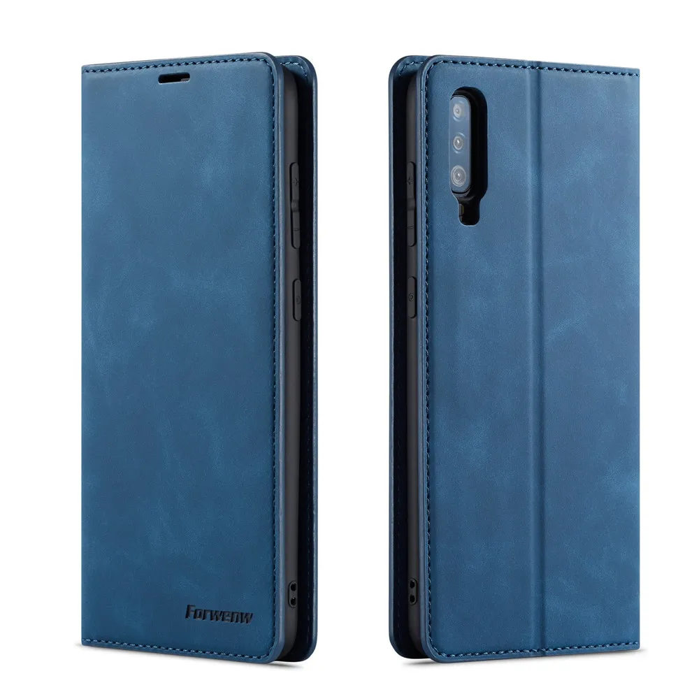 Чехол для samsung Galaxy A50 A70 A30 A40 A 30 50 70 40 откидной кожаный чехол-книжка роскошный бизнес Магнитный кошелек держатель чехол s - Цвет: blue