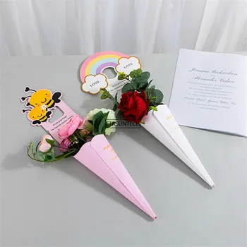 

200pcs Single Flower Rose Wrapping Gift Box Valentine's Day Wedding Decor Rose Flower Packaging Gift Box Bouquet Floral Material