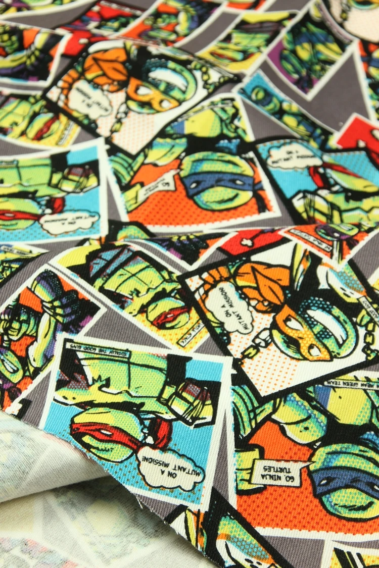 110 см ширина Comics Черепашки Ниндзя хлопковая ткань для мальчиков одежда постельных принадлежностей Hometextile занавес наволочка DIY-BK529