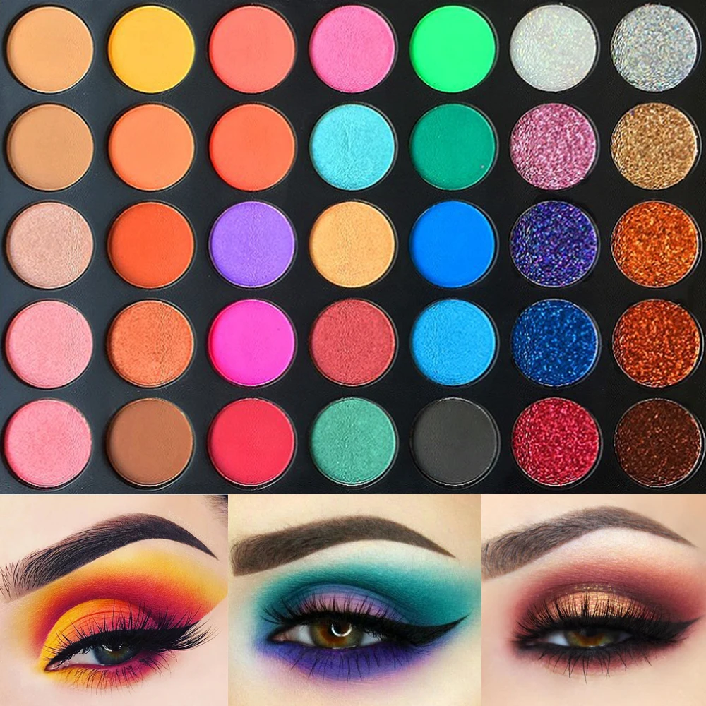 35 Color Matte Shimmer Glitter Eyeshadow Makeup Palette OEM Custom Printed Your Logo Cosmetic Set