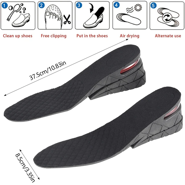 Height Booster Shoe Cushion, Height Increase Insoles Air Cushion Taller  Shoes Insoles Heel Insert for Men and Women, Insole Lifts, Height Increase  Heel Lift, Increase Height, Be Taller Instantly, Tall, Shoes, Rubber