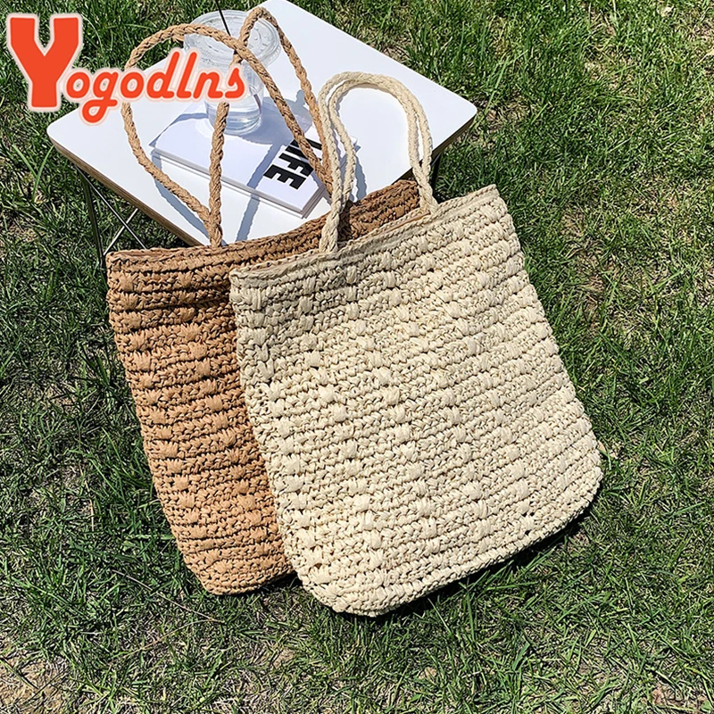 Summer Large Capacity Straw Bag Women Handmade Woven Totes Bag Bohemia Beach Handbag Travel Shoulder Bags Clutch Bolsa