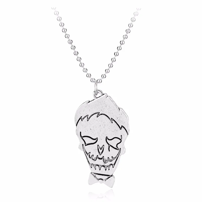 Отряд Самоубийц Харли Куинн Шарм Элегантное ожерелье Кулон Мода Бэтмен ожерелье ювелирные изделия для женщин рождественские подарки - Окраска металла: White