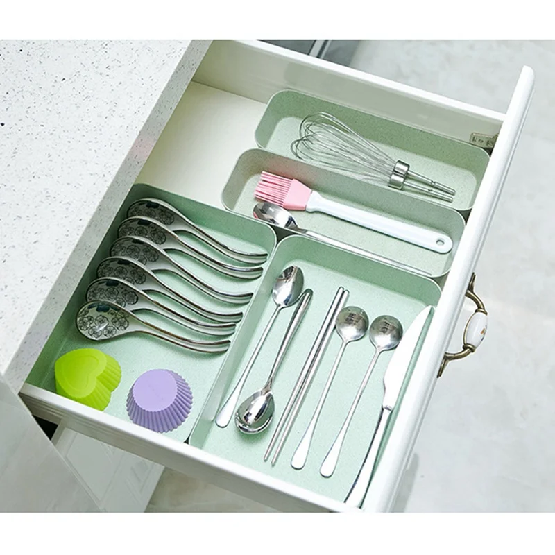 Kitchen Drawer Organiser Storage Boxes Tray Utensil Cutlery Degradable Holder 