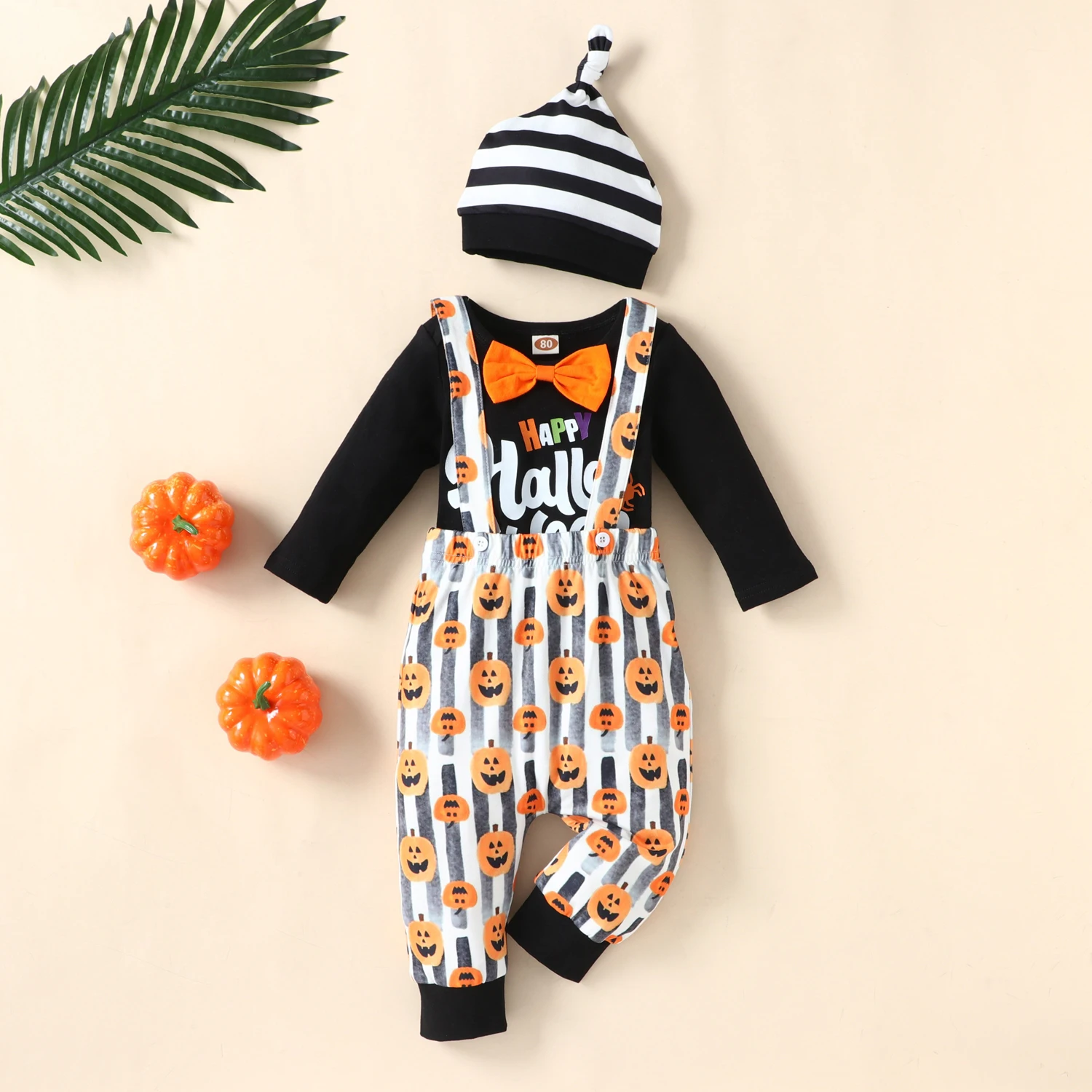 

3PCS/Set Kids Baby Boy Girl Halloween Costume Holiday Clothes Set Toddler Bodysuit Overalls Hat Suit Halloween Costume for Kids