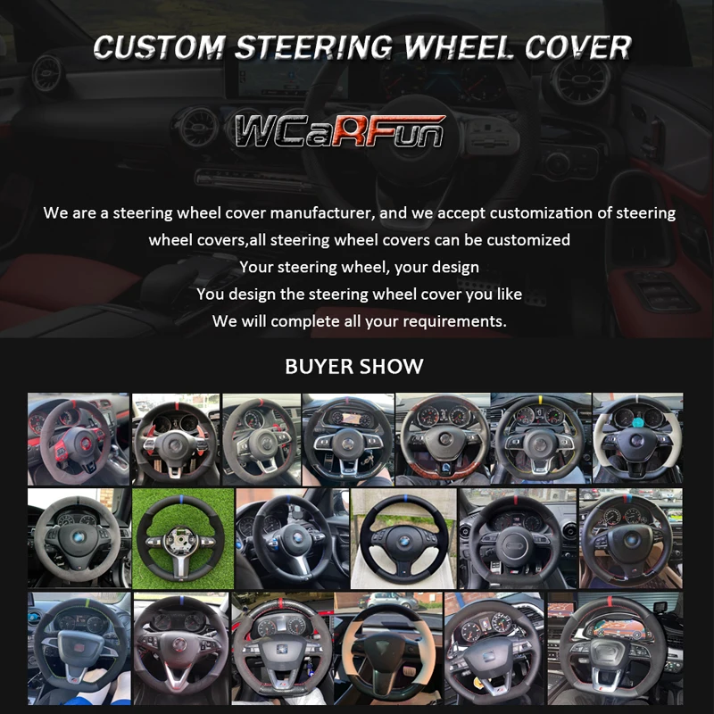Custom Leather Suede Car Steering Wheel Cover steering wheel cover For Seat Leon Cupra R Leon ST Cupra ST Ateca Ateca FR