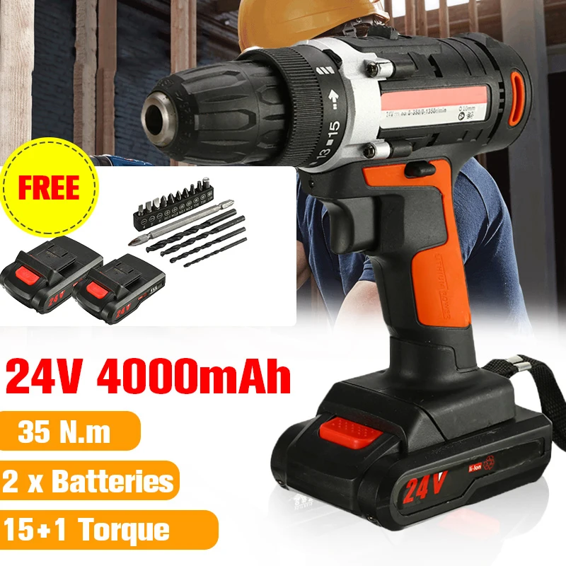 

24V Cordless Electric Drill Rechargeable Electric Screwdriver Cordless Impact Drills Driver Household DIY Power Tools