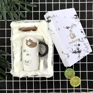 Кружка с Ложка Крышка керамическая чашка Женская Студенческая Корейская версия милые парные чашки чашка молока большая емкость чашки мальчик чашки и кружки