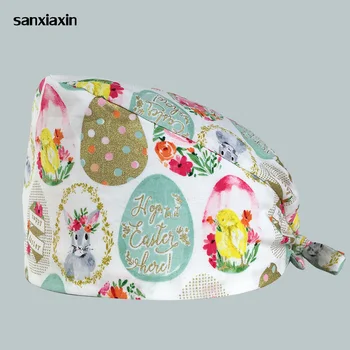 

Cotton thin section surgical caps printing scrub doctor nurse medical operating room work caps multi-purpose adjustable work cap