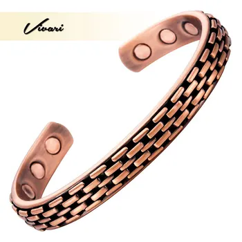 

Vivari Vintage Powerful Magnetic Pure Copper Plating Bangle For Women Bracelet Fashion Men Charm Bangle New Wristband Gift