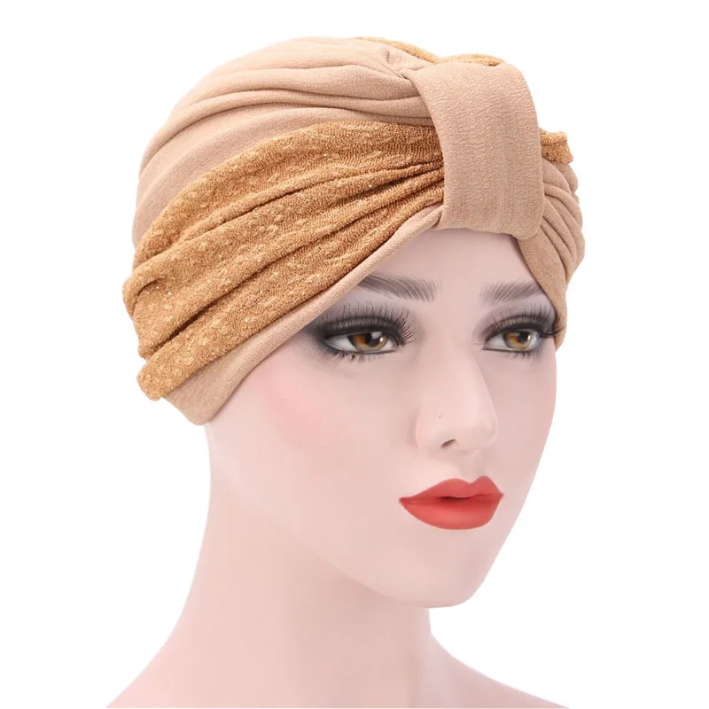 

Muslim Women Elastic Cross Cotton Turban Hat Cancer Chemo Beanies Cap Headwear Headwrap Bandana for Hair Loss Accessories