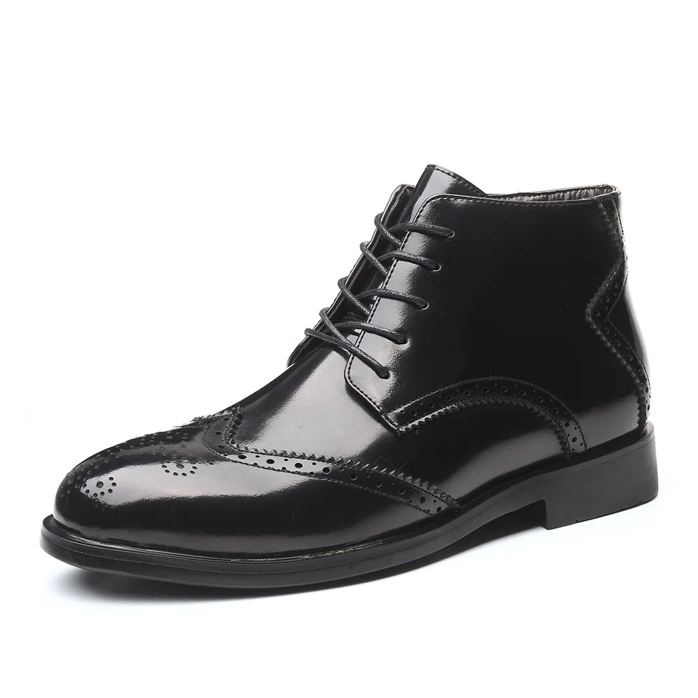 Новое поступление; мужские ботинки с перфорацией типа «броги»; сезон осень-зима; коллекция года; Модные мужские повседневные кожаные ботинки; удобные мужские ботильоны - Цвет: Black