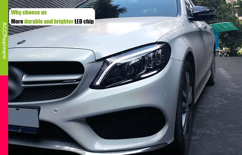 Автомобильный Стайлинг для Benz C-Class W205 светодиодный фары- светодиодный головной фонарь все светодиодный Противотуманные фары Дневные ходовые огни