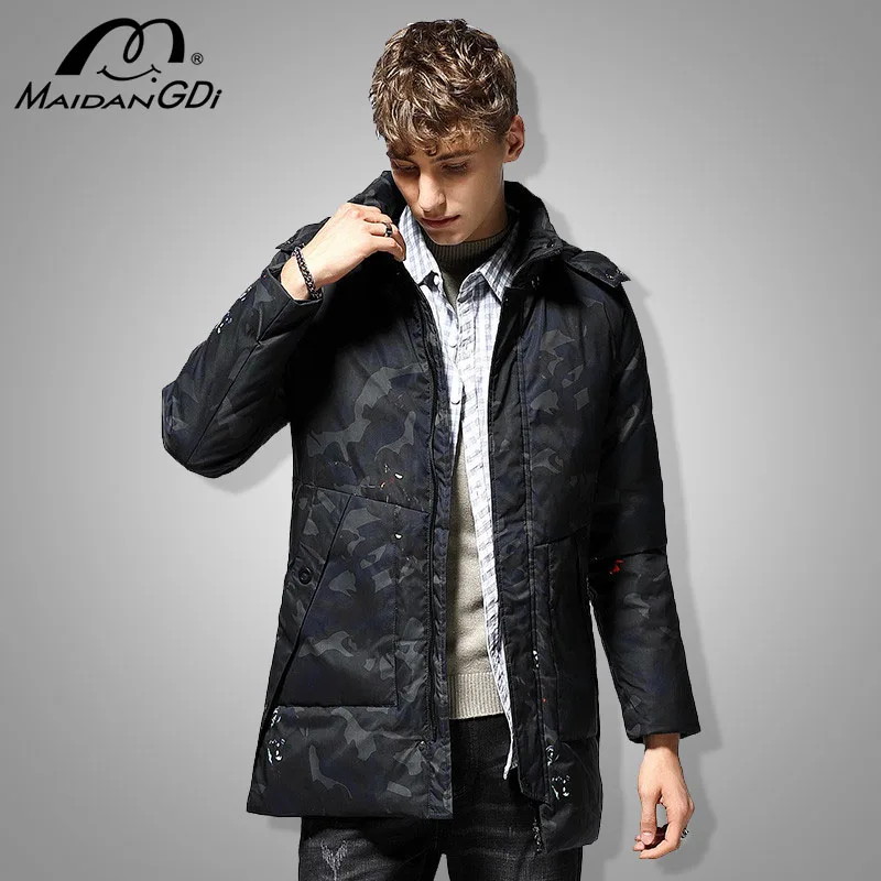

MAIDANGDI Down Jackets For Men 2020 Teenager Winter New Medium And Long Camouflage All-match Thickened Warm Windproof Clothes