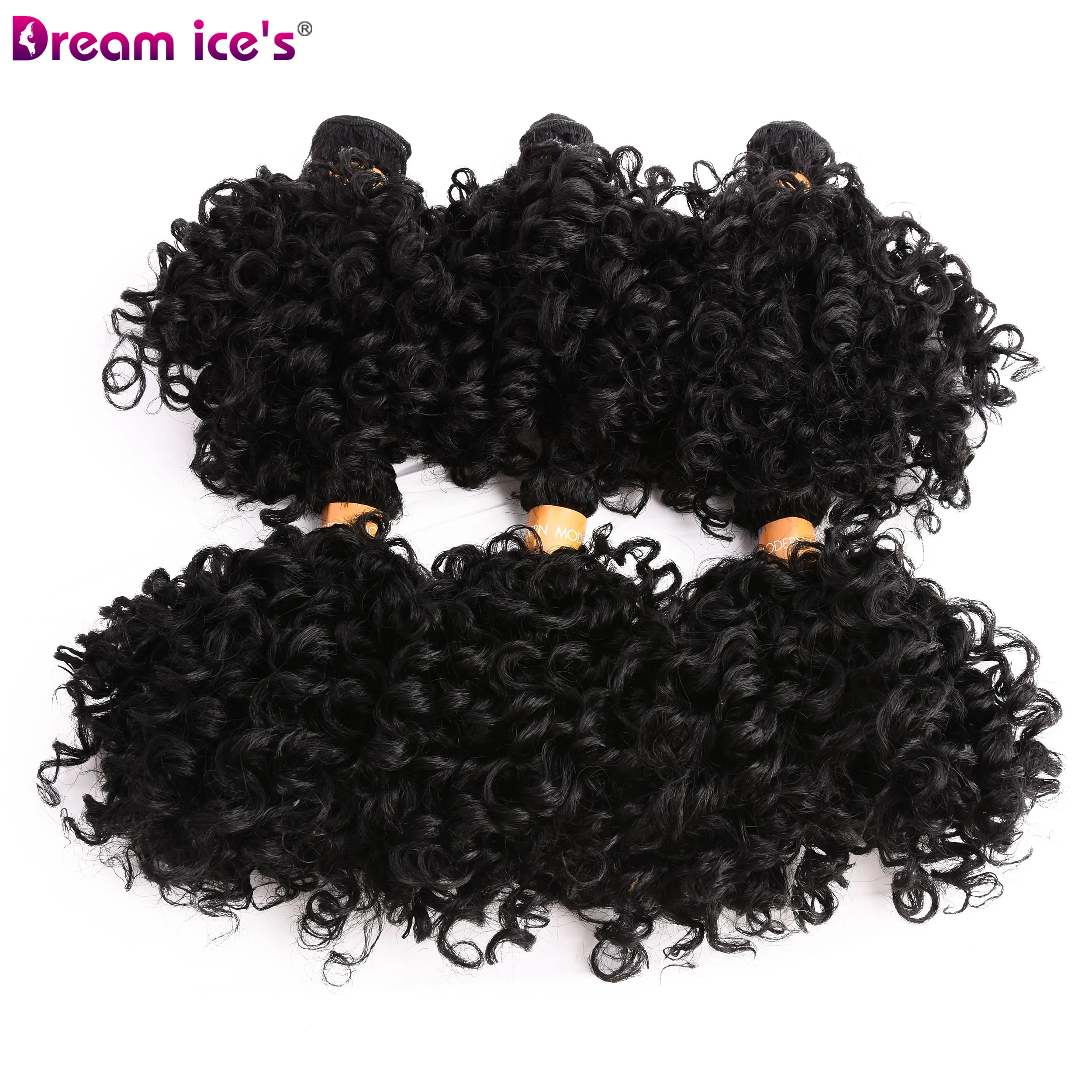 Resistente ao Calor Extensões de Cabelo para Mulheres Afro Cabelo Encaracolado Sintético Pacotes 100% Duplo Trama Sonho Gelo 6 Pçs – Lote