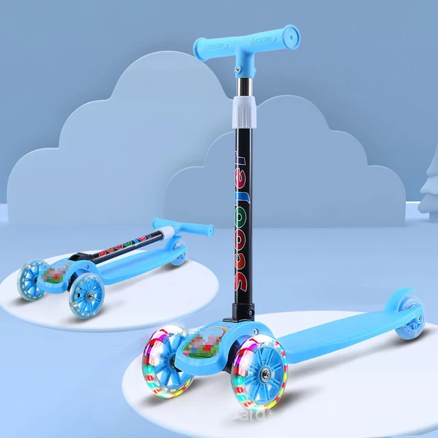 Patinete plegable para niños y niñas, 3 ruedas brillantes, ajustable, juguetes de ejercicio, juguetes al aire libre