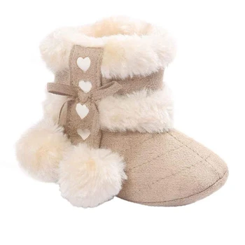 

Baby Toddler Infant Girls Snow Boots Soft Sole Prewalker Crib Shoes (0~6 Month Length:4.3inch US:2.5,Light Brown )