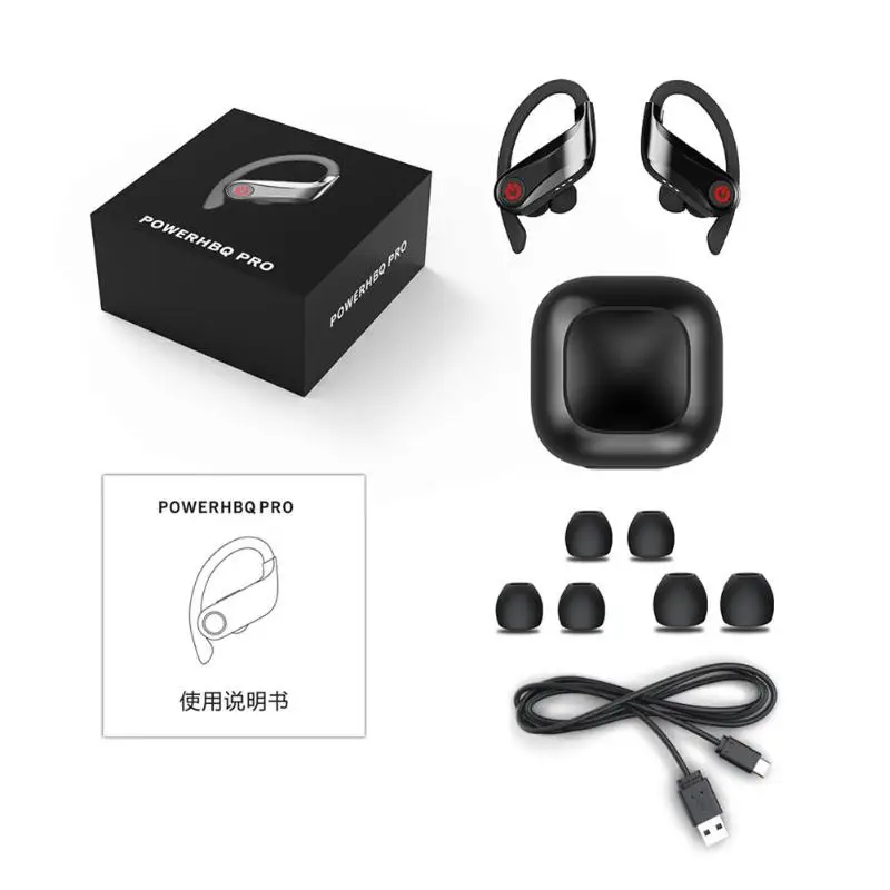 Беспроводные HBQ PRO TWS Bluetooth наушники спортивные водонепроницаемые наушники с зарядной коробкой кривой дизайн соответствует эргономике
