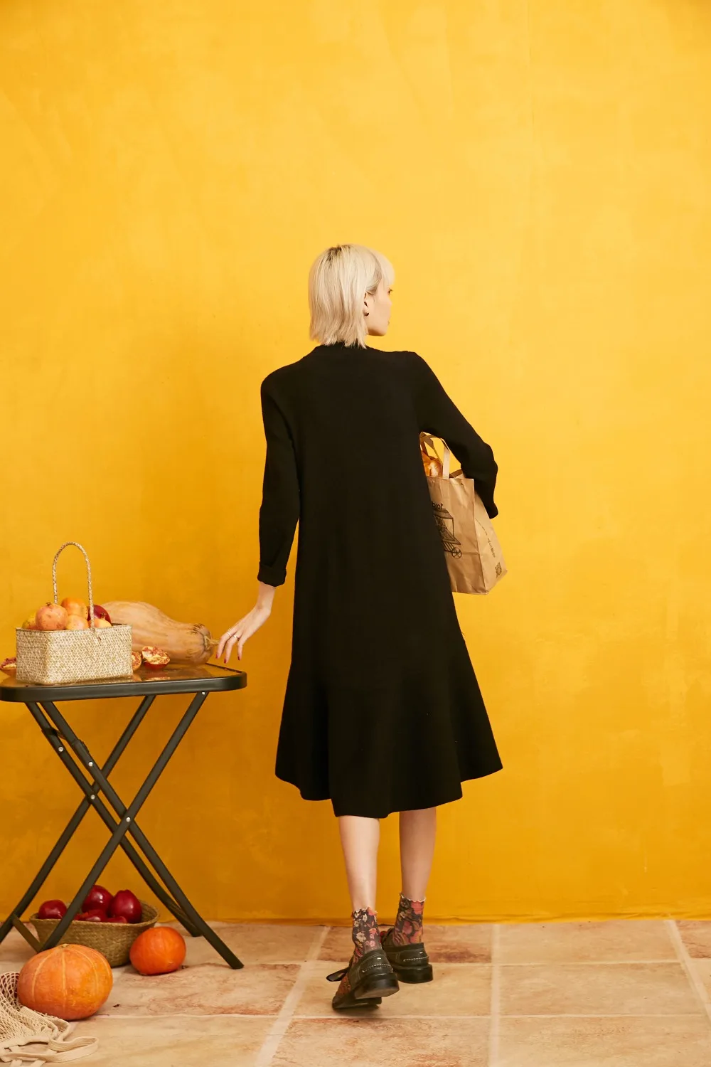 SAM'S TREE черное элегантное асимметричное платье-свитер женская одежда Осенняя рабочая одежда с длинным рукавом офисные женские платья