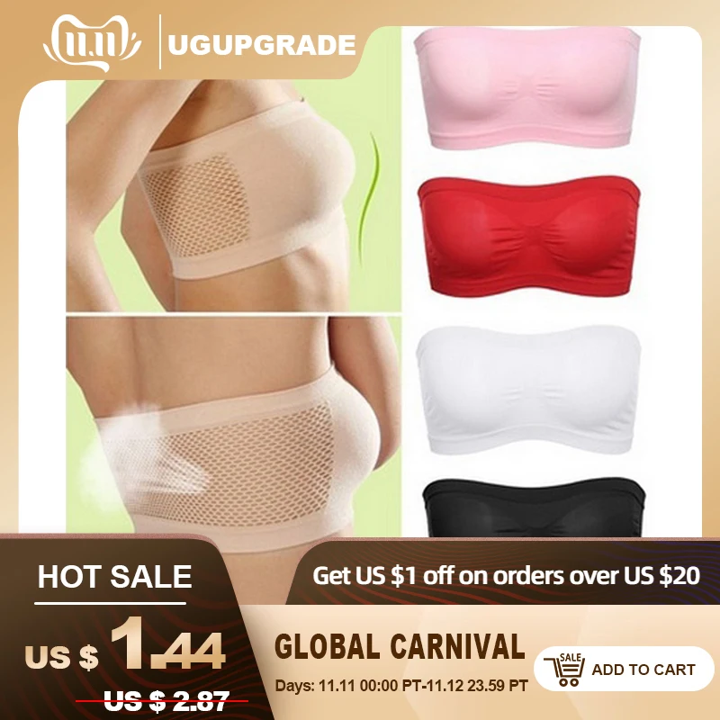 Women Lady Sexy Strapless Crop Top Bra Tube Top Bra Bandeau Underwear Strapless Breathable Stretch Layer Seamless Women Lady Sexy Strapless Crop Top Bra Tube Top Bra Bandeau Underwear Strapless Breathable Stretch Layer Seamless