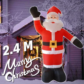 

2.4M Huge Inflatable Santa Claus 2020 Christmas Decorations with LED Night Light Santa Claus Outdoor Decorations US Plug