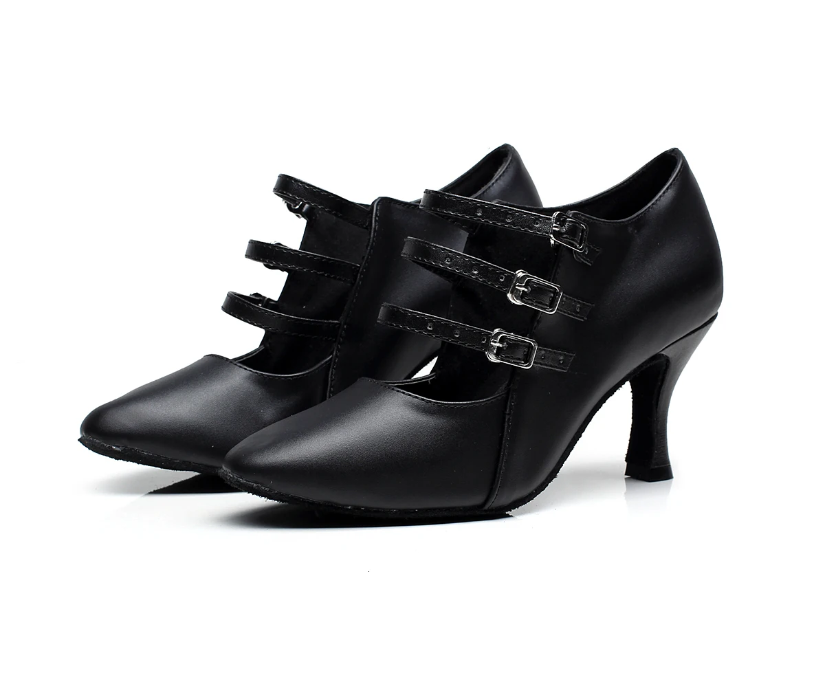 

Goettin Salsa Square Plus Size Tango Latin Dance Shoes Woman Slip On Czech Women Tap Small Feet Flock Footwear 7106