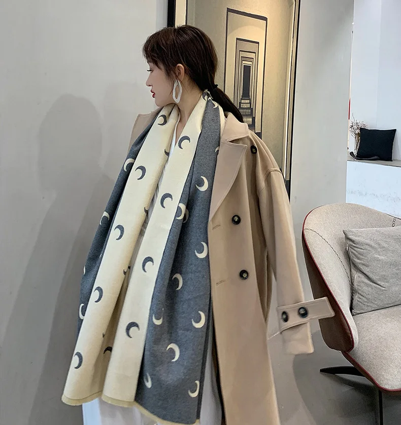 style 3 dark gray Роскошный женский кашемировый шарф 200*65 см, женские зимние теплые шарфы, Женская Толстая шаль из пашмины, одеяло для путешествий, Рождественский подарок - Цвет: style 3 dark gray