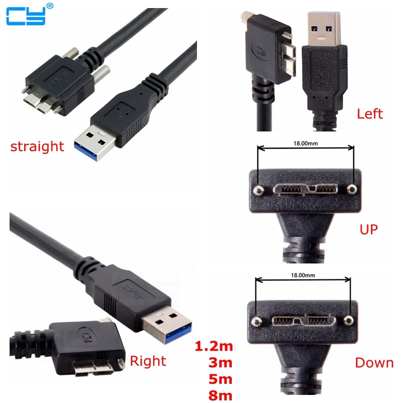 Кабель 1 2 м 3 5 с левым вверх вниз углом 90 градусов USB 0 A штекер на Micro B со стопорными