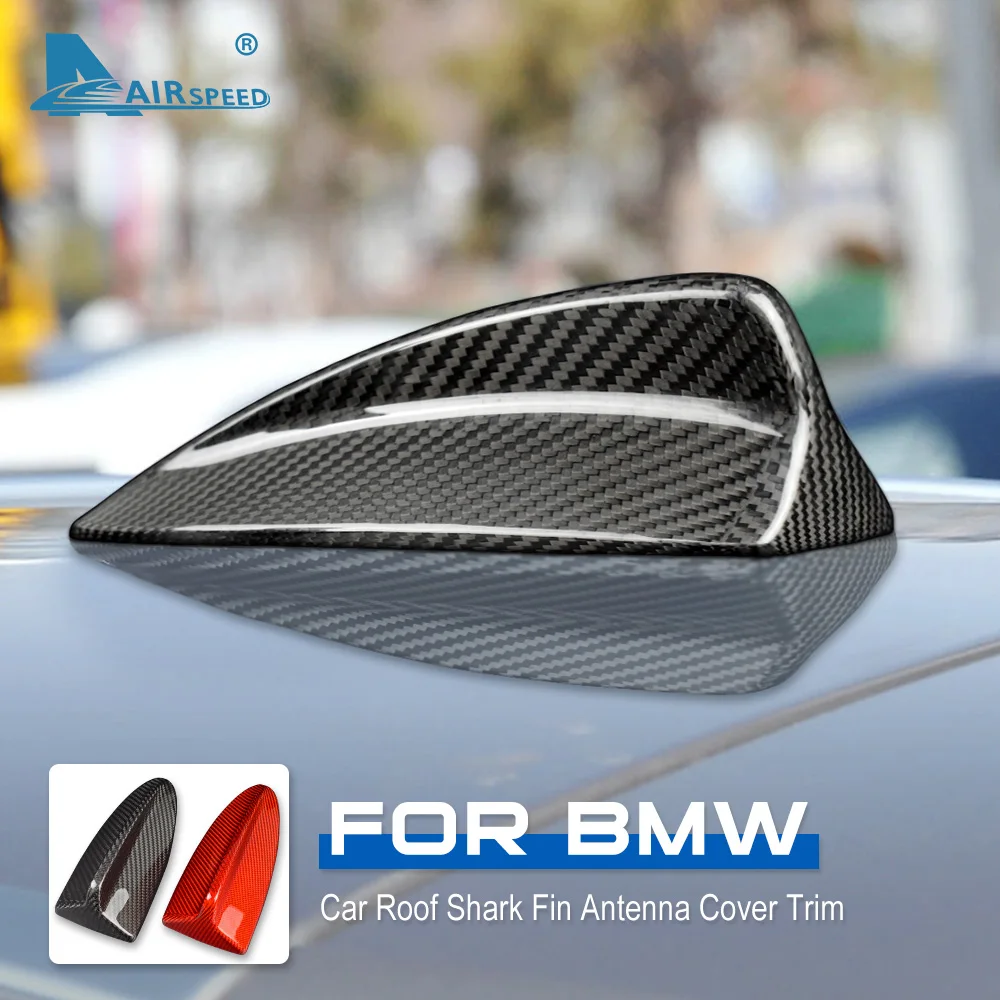 

AIRSPEED 1pcs for BMW F07 F11 F25 E70 E71 E72 Accessories Real Carbon Fiber Car Roof Shark Fin Antenna Signal Aerials Cover Trim