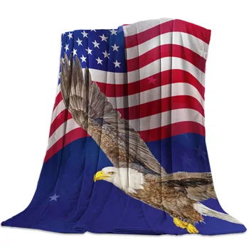 

Flying Flag And Eagle Soft Fleece Throw Blanket Blanket Fleece Blanket Sofa/Bed/Plane Travel Plaids Bedding Towel