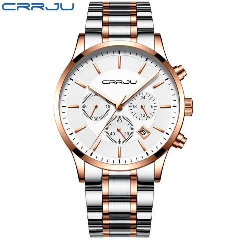 New Fashion Men Watch Classic Business Multifunction Chronograph Quartz Wristwatch Casual Waterproof Stainless Steel Clock
