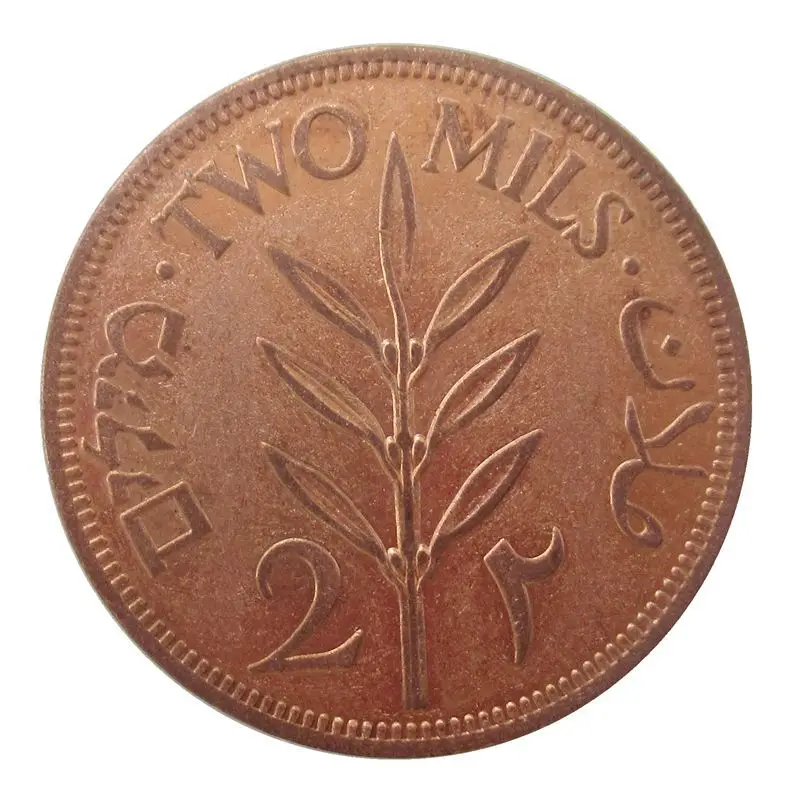 Isreal 2 mils 1927 1946 1947 памятная монета Посеребренная сувенирная художественная