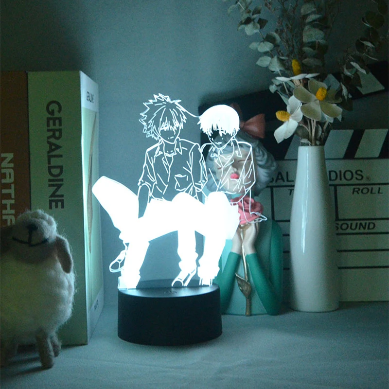3D ночник детский подарок аниме фигурки Ikari Shinji &amp Kaworu Nagisa домашнее украшение для