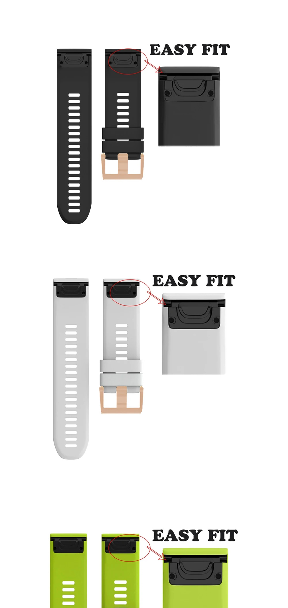 20mm Smart Watch Band Straps For Garmin Fenix 7S/5S Plus/6S/6S Pro Quick Release Strap Silicone Bracelet Rose gold Accessories