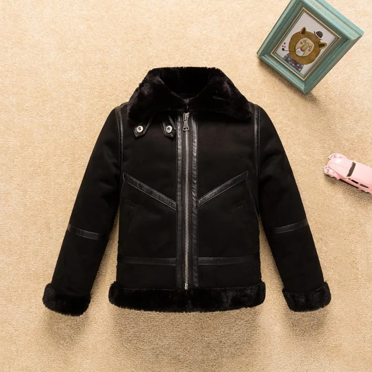 fashion fleece thickening boys girls faux suede jacket winter thermal kids coat children's clothing