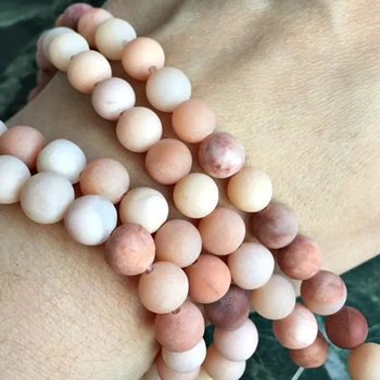 

FLTMRH Natural Stone pink aventurine Frosted Beads Matte Round Loose Beads 4 6 8 10 12MM For Jewelry Making Fit DIY Bracelet