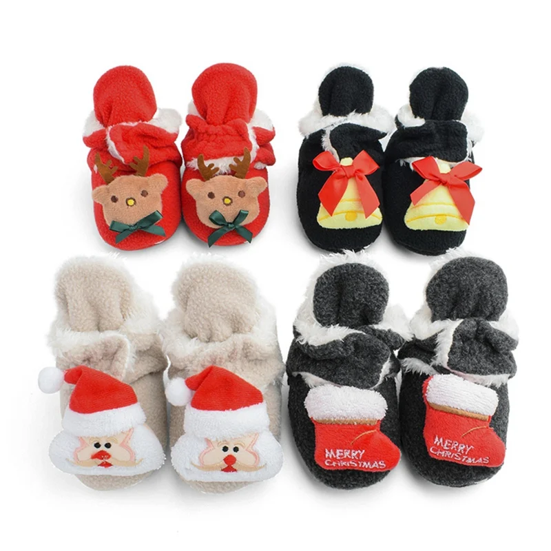 

Christmas Newborn Baby Shoes Boys Girls Cartoon Warm Cotton Boots Casual Shoes Winter First Walkers Cute Soft Sole Toddler Shoes