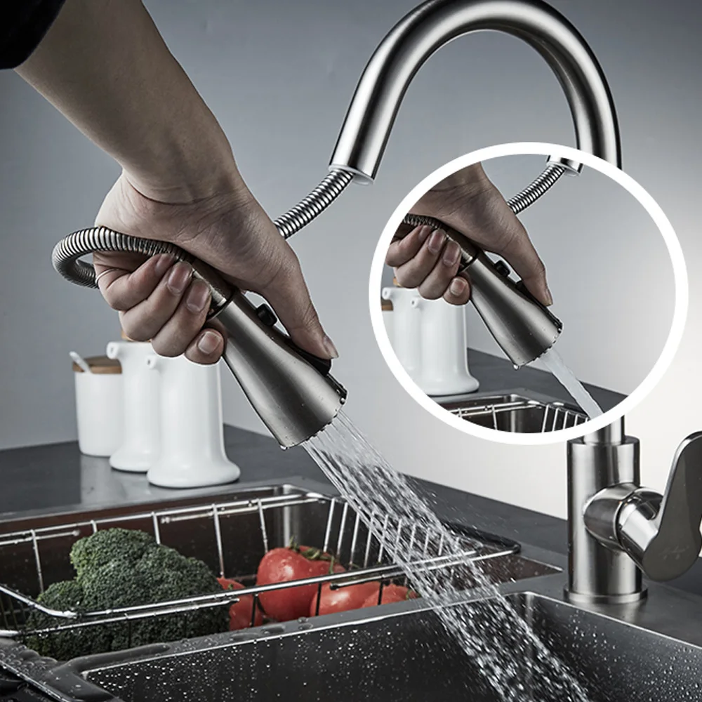 2-function Pull Down водопроводный кран Замена плакированный распылитель спринклер душевая головка для кухни аксессуары для ванной комнаты