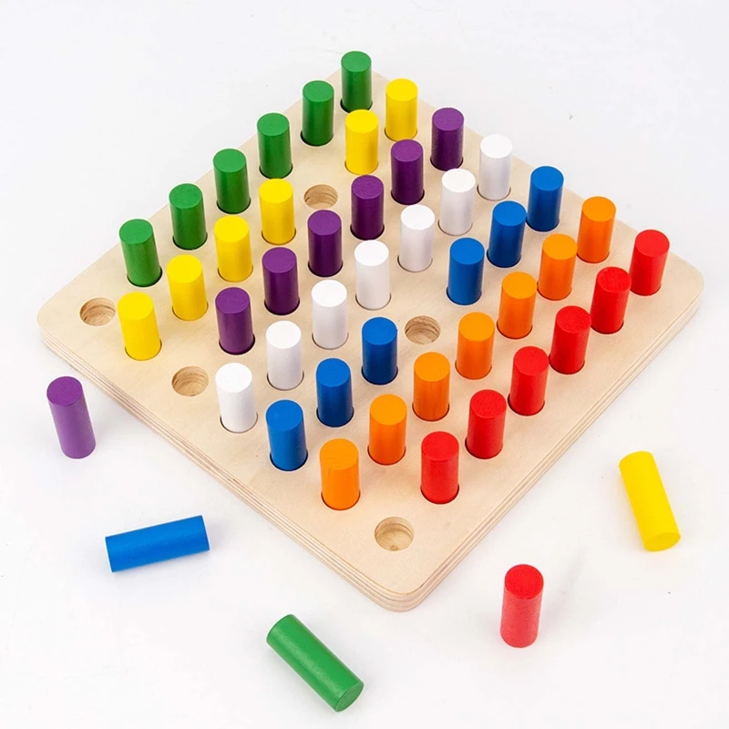 

Montessori Sensory Integration Training Props Colorful Cylinder Block Puzzle Toy L4MC