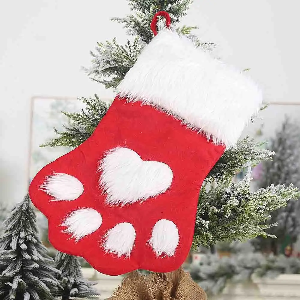 Креативная домашняя елка с собачкой, кошкой, лапой, новинка, декоративные носки, держатель для чулок, подарок, рождественские сумки, Рождественский кулон для подвешивания