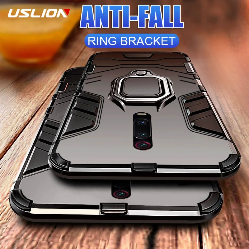 

USLION Armor Shockproof Phone Case For Redmi 6 7 Note 6 7 With Holder Ring Cases Cover For Xiaomi 5X 6X 8SE 8 Lite 9 SE Mix 2s