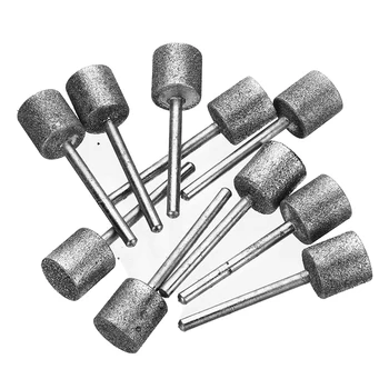 

10PCS Diamond Coated Cylindrical Burr Chainsaw Sharpener Stone File 5/6/8/10/12mm Chain Saw Sharpening Carving Grinding Tools