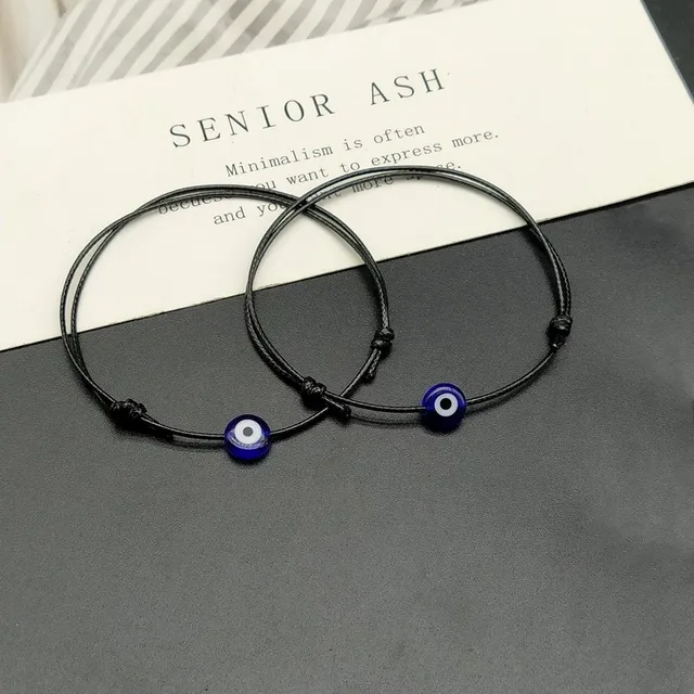 2 pièces réglable chanceux noir rouge chaîne Bracelets plat bleu mauvais œil tissé hommes chanceux Bracelet femmes Femme nouveaux bijoux de mode